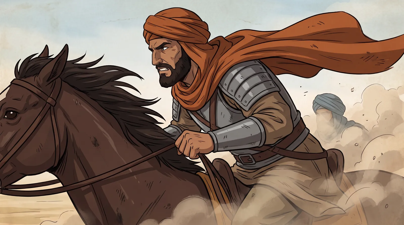 الحُرّ يعدو بفرسه وسط الغبار، من فيلم «الحُرّ»